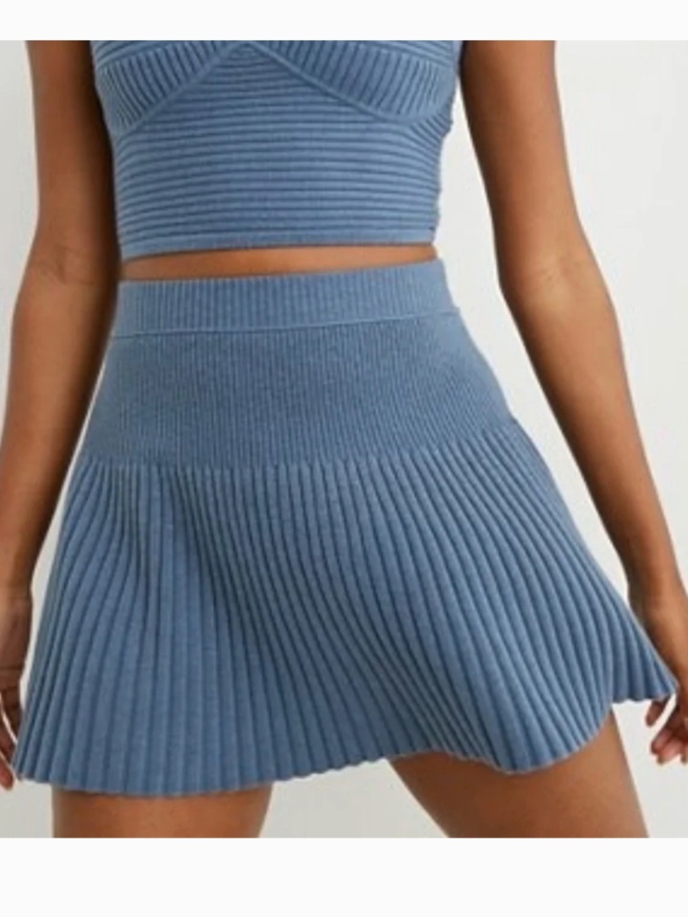 NWT Aerie Take Charge Wool Blend Skirt Steel Blue